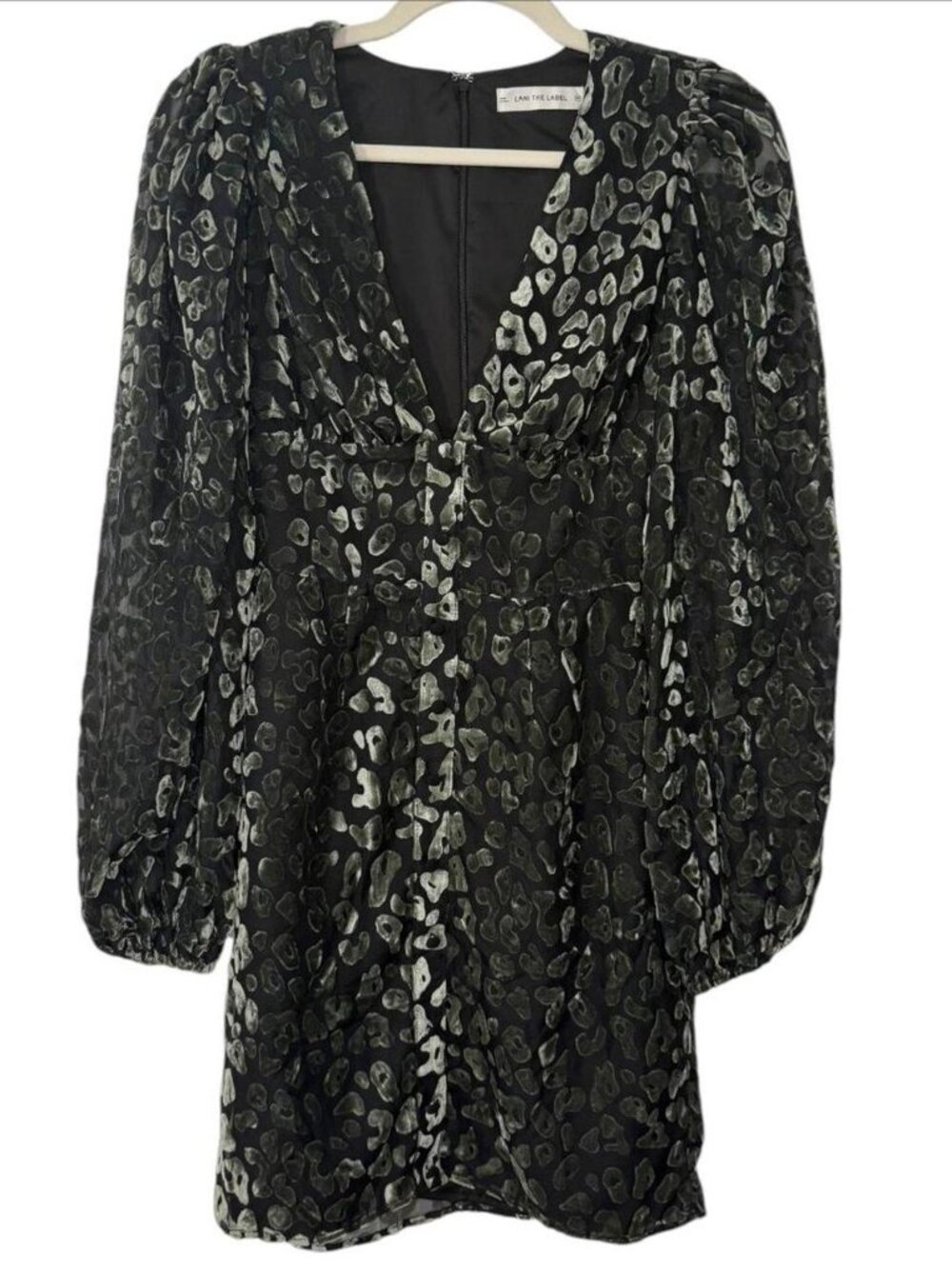 Lani The Label Green and Black Velvet Mini Dress